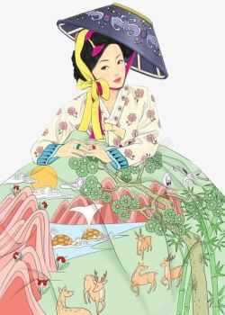 朝鲜服饰韩国卡通女孩高清图片