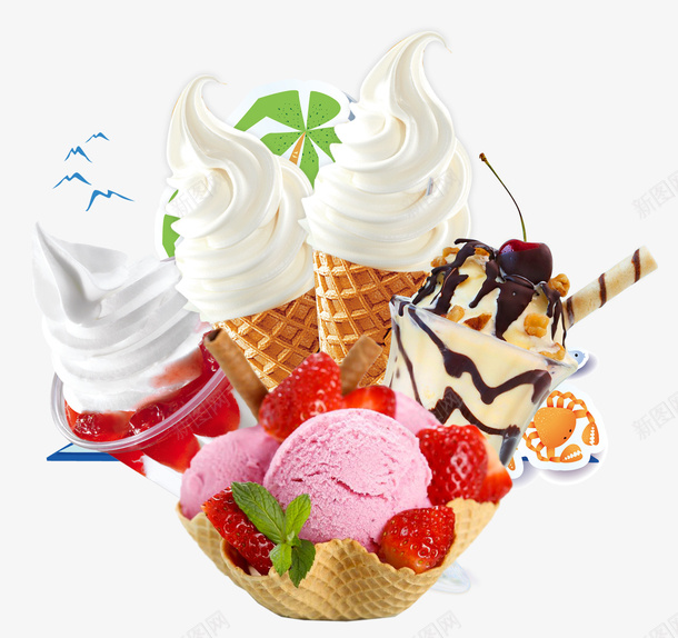 各种冰淇淋png免抠素材_新图网 https://ixintu.com png图形 png装饰 冰淇淋 水果冰淇淋 装饰