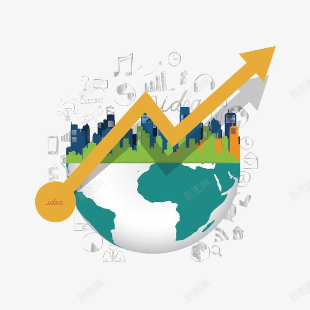 地球建筑和箭头矢量图图标ai_新图网 https://ixintu.com 图标 地球 房产 箭头 矢量图