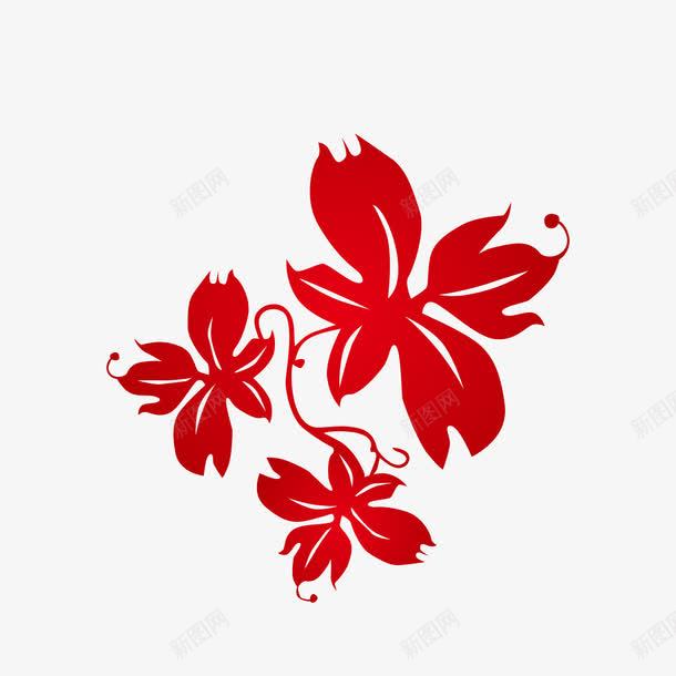红色花朵剪纸元素png免抠素材_新图网 https://ixintu.com 剪纸 喜庆 植物 渐变 红色 纹理 自然 花朵 装饰 质感