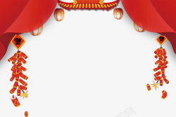 红色的门帘手绘卡通红色2019年新年banner高清图片