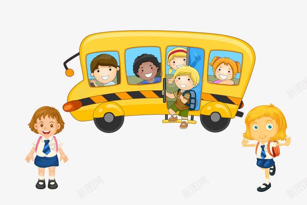 上学的孩子们png免抠素材_新图网 https://ixintu.com 上学 卡通 学生 巴士 教育
