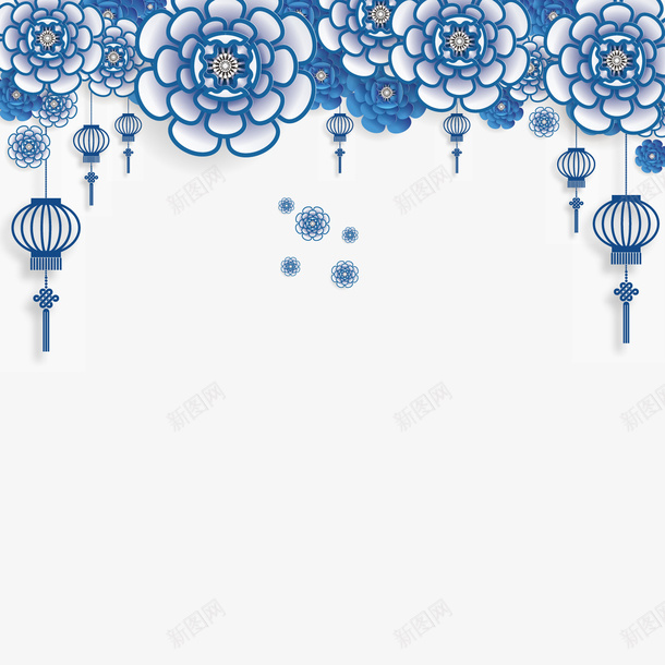 蓝色青花瓷挂件元素png免抠素材_新图网 https://ixintu.com 传统 创意 悬挂 挂件 灯笼 蓝色 青花瓷