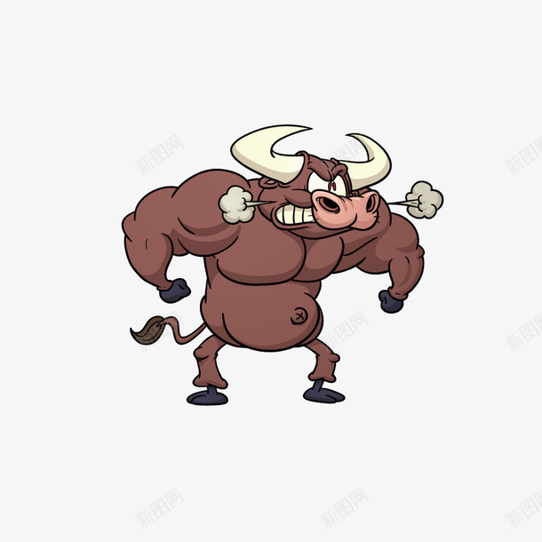 愤怒的公牛卡通图png免抠素材_新图网 https://ixintu.com 公牛 动作 动物 卡通 愤怒的 牛角 生气的 表情