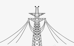 黑白电线塔手绘黑色高压电线塔高清图片
