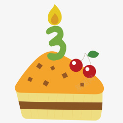 生日蛋糕组成的数字黄色数字三蛋糕矢量图高清图片