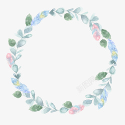 个性圆环图水彩蓝绿色植物圆环图高清图片