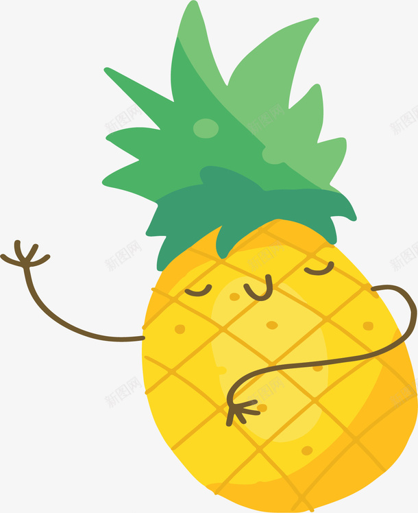 卡通水果菠萝小人矢量图ai免抠素材_新图网 https://ixintu.com 卡通菠萝 可爱凤梨 可爱菠萝 水果菠萝 矢量png 矢量图 菠萝 菠萝小人