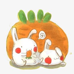 可爱可爱卡通兔子萝卜素材