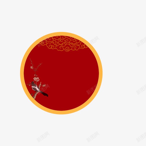 红色圆圈png免抠素材_新图网 https://ixintu.com 吉祥云 小鸟 红色 边框