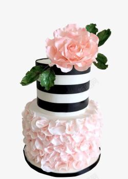 黑白大理石婚礼牡丹花蛋糕高清图片