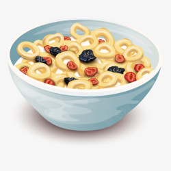坚果背景一碗水果谷物早餐矢量图高清图片