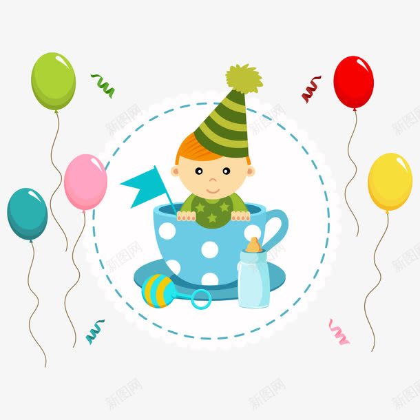 创意婴儿png免抠素材_新图网 https://ixintu.com 人物 卡通婴儿 可爱 婴儿 婴幼儿 小孩 幼儿 杯子 气球