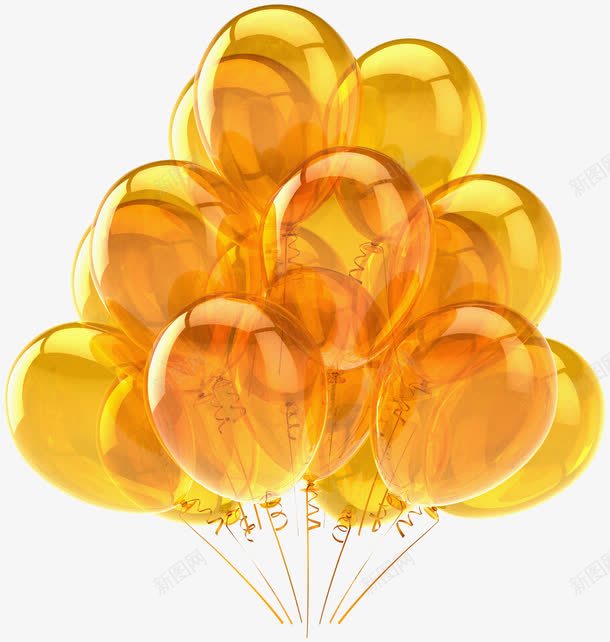 一束气球png免抠素材_新图网 https://ixintu.com 氢气球 玩具 透明 金色