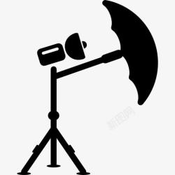 雨伞摄影摄影灯聚焦与鼎和伞图标高清图片