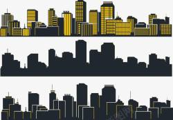 都市扁平素材城市剪影高清图片