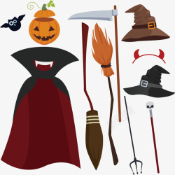 万圣节的女巫服装和道具素材