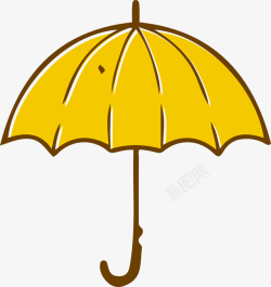秋季雨伞卡通手绘金色雨伞高清图片
