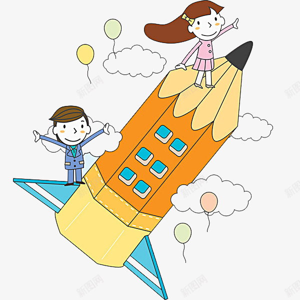巨大的铅笔png免抠素材_新图网 https://ixintu.com 卡通 可爱的 小孩子 气球 简笔 铅笔 飞行