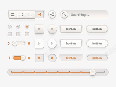 白色界面元素按钮PSDpng免抠素材_新图网 https://ixintu.com PSD素材 主页 搜索框 播放开关 滑动开关 白色按钮 进度条