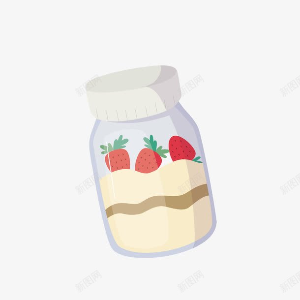 卡通草莓牛奶瓶png免抠素材_新图网 https://ixintu.com 卡通手绘 大颗草莓 扁平化 罐头瓶 草莓牛奶