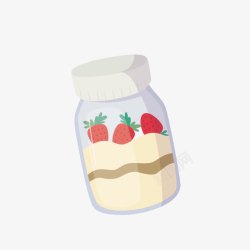 扁平草莓卡通草莓牛奶瓶高清图片