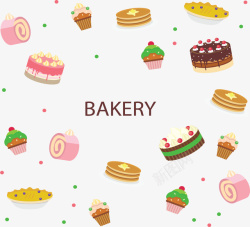 烘焙店宣传海报蛋糕店飞舞蛋糕花纹矢量图高清图片