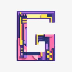 英文G像素拼接字母Gc4d创意英文G高清图片