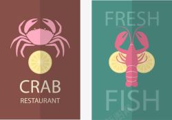 海鲜海产品活螃蟹柠檬螃蟹龙虾名片卡片高清图片