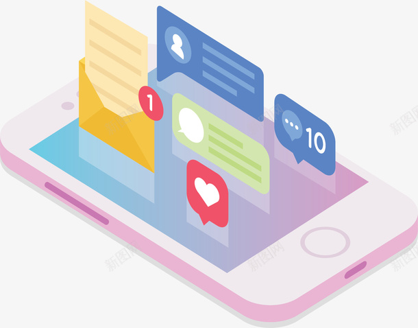 立体图标手机模型png_新图网 https://ixintu.com 手机 手机应用 手机模型 手机端 未读消息 矢量png