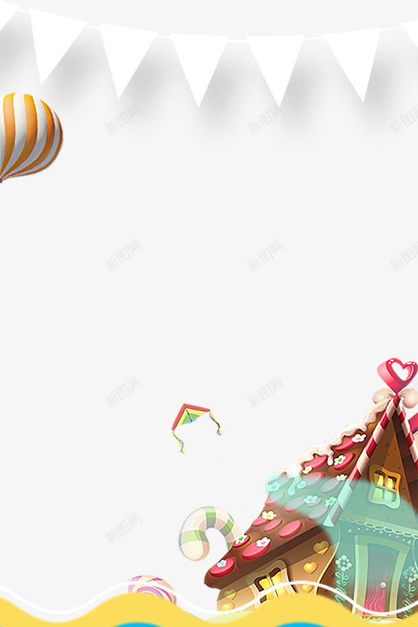 卡通六一儿童节城堡背景边框psd免抠素材_新图网 https://ixintu.com 儿童节 六一 动漫边框 卡通 可爱 城堡 童趣 简约背景