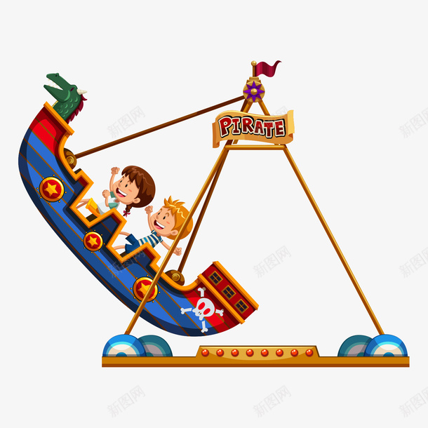 游乐场海盗船png免抠素材_新图网 https://ixintu.com 儿童节 卡通器材设备 插画 海盗船 游乐场 玩具