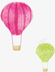 手绘彩色热气球环保素材