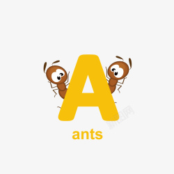 可爱蚂蚁字母A矢量图素材