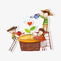 提水壶的小孩植树节高清图片