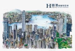 水彩香港手绘建筑高清图片