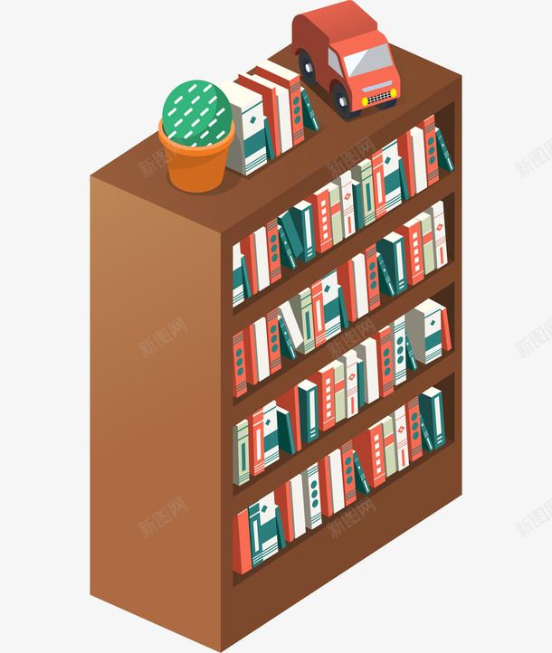 整齐的书柜卡通图png免抠素材_新图网 https://ixintu.com 书架 书柜 书籍 卡通 学习 整齐的 简图 阅读