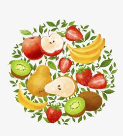 香蕉切块水彩插画多种水果插画高清图片