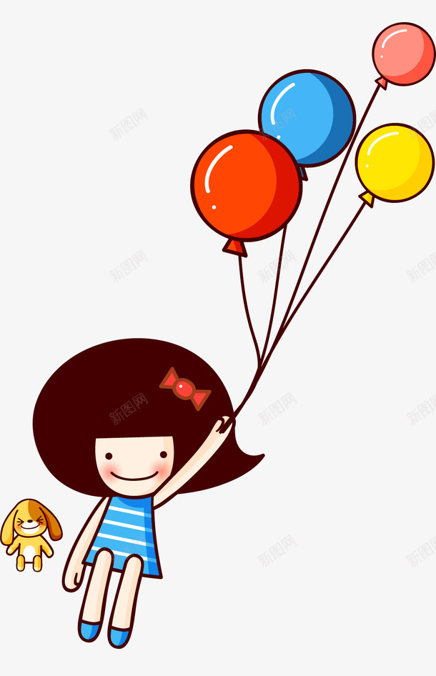 手拿气球的小女孩psd免抠素材_新图网 https://ixintu.com 卡通小女孩 小女孩 手拿气球 手拿气球的小女孩