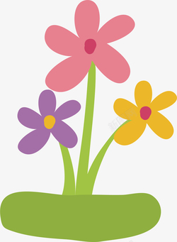 桃属植物卡通手绘彩色鲜花矢量图高清图片