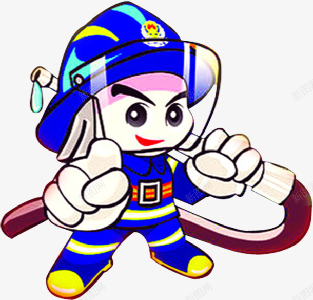 卡通消防员png免抠素材_新图网 https://ixintu.com 免抠 卡通人物 卡通消防员救援 消防员 蓝色