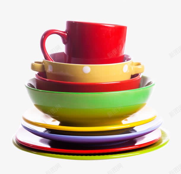 彩色塑料碗png免抠素材_新图网 https://ixintu.com 塑料盘 水杯 盘子 茶杯 餐具 饭碗