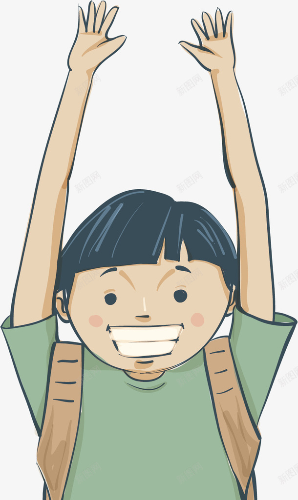 举着双手的学生矢量图ai免抠素材_新图网 https://ixintu.com 举手 书包 创意 卡通 商务 学生 彩色 手绘 矢量图 高举手臂