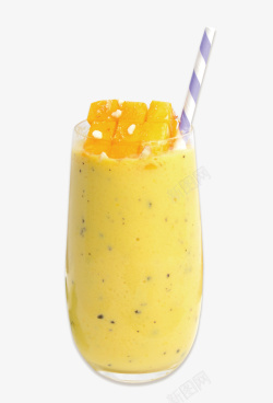 精致水果高级的美味芒果冰沙高清图片