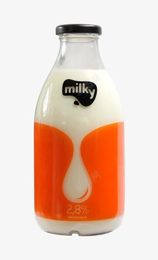 可爱的牛奶瓶png免抠素材_新图网 https://ixintu.com 可爱 橘色 牛奶 瓶子 饮品