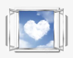 打开的窗户窗户外的蓝天白云高清图片
