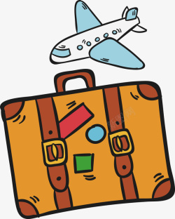 涂鸦飞机飞机手提箱旅游出行元素图标矢量图高清图片