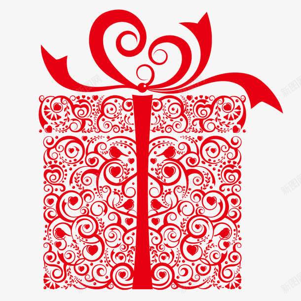 剪纸艺术礼物盒png免抠素材_新图网 https://ixintu.com 包装盒 新年剪纸 礼品盒 红色