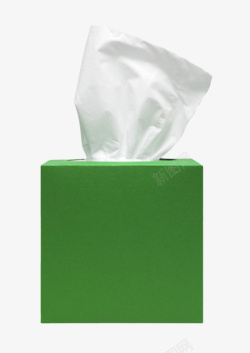 纯木浆绿色正方形纸质包装盒的抽纸巾实高清图片