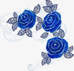 蓝玫瑰边框蓝玫瑰婚礼花纹边框装饰高清图片